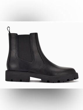 Nine West Black Leather Chelsea Lug Sole Booties, never worn